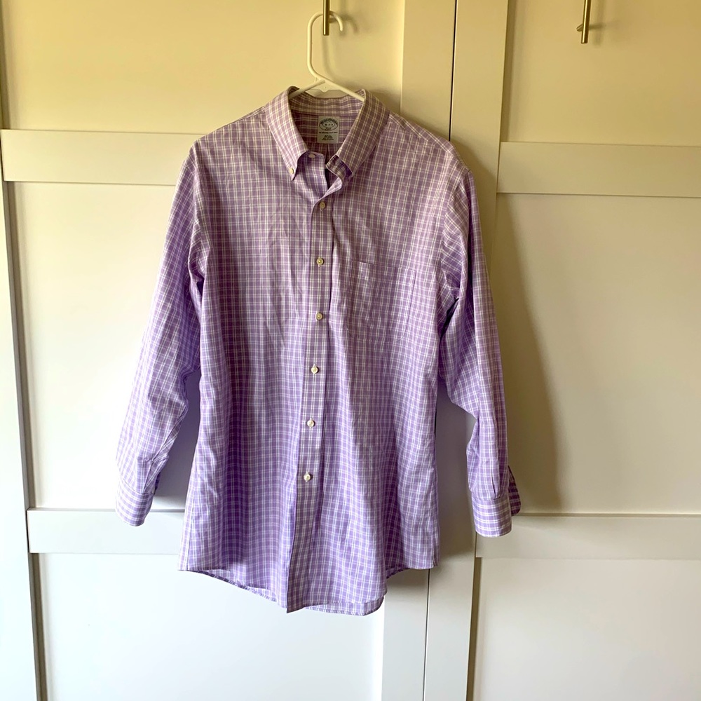 Brooks brothers purple plaid shirt